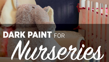 Blog title superimposed over a photo of a darkly colored baby nursery