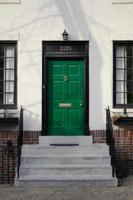 Green front door   