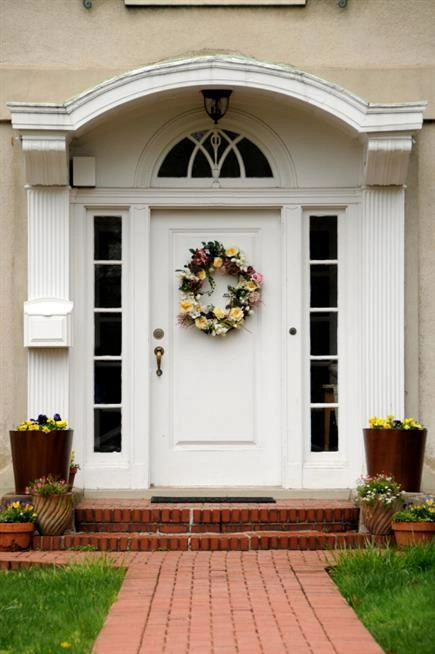 Traditional white front door  