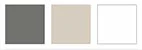 Color palette of dark gray, tan, and white swatches.