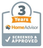 3 Years Home Advisor Screened and Approved badge.