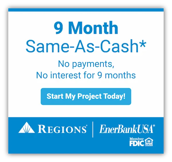 Nine month same as cash banner with financing information