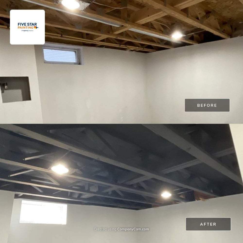 Basement Ceiling Before and After