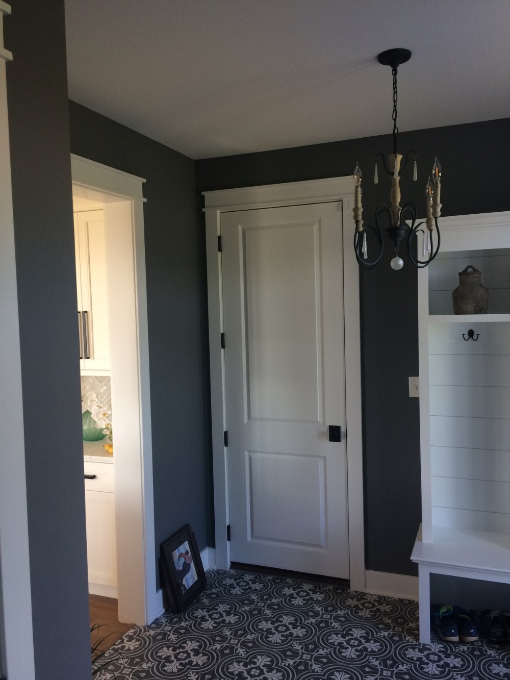 Dark Gray walls white trim