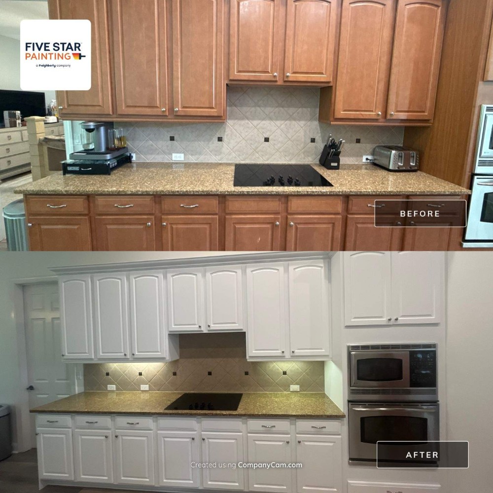 Outdated cabinets turned white