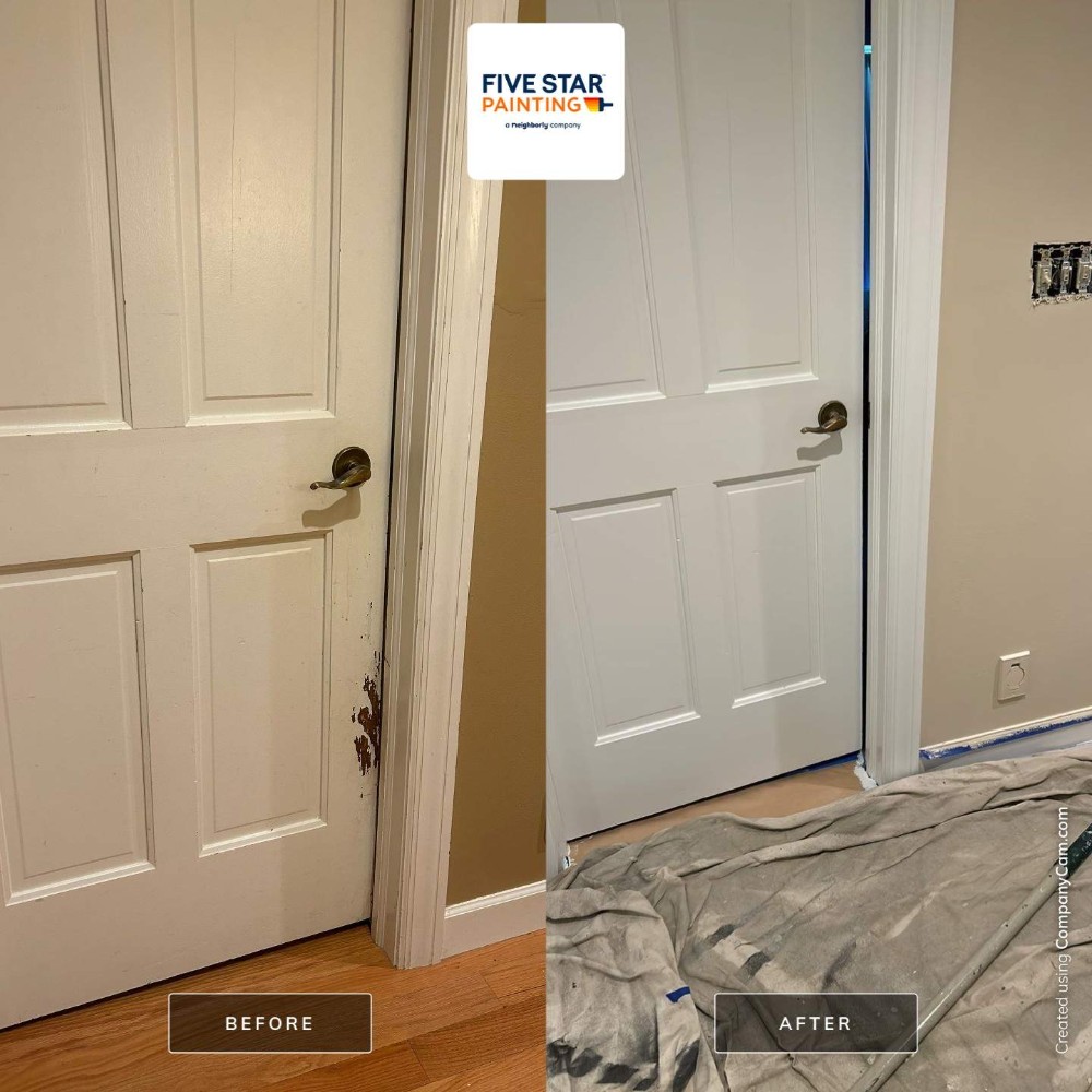 Repainted door, jamb and wall. No more evidence of dog marks!