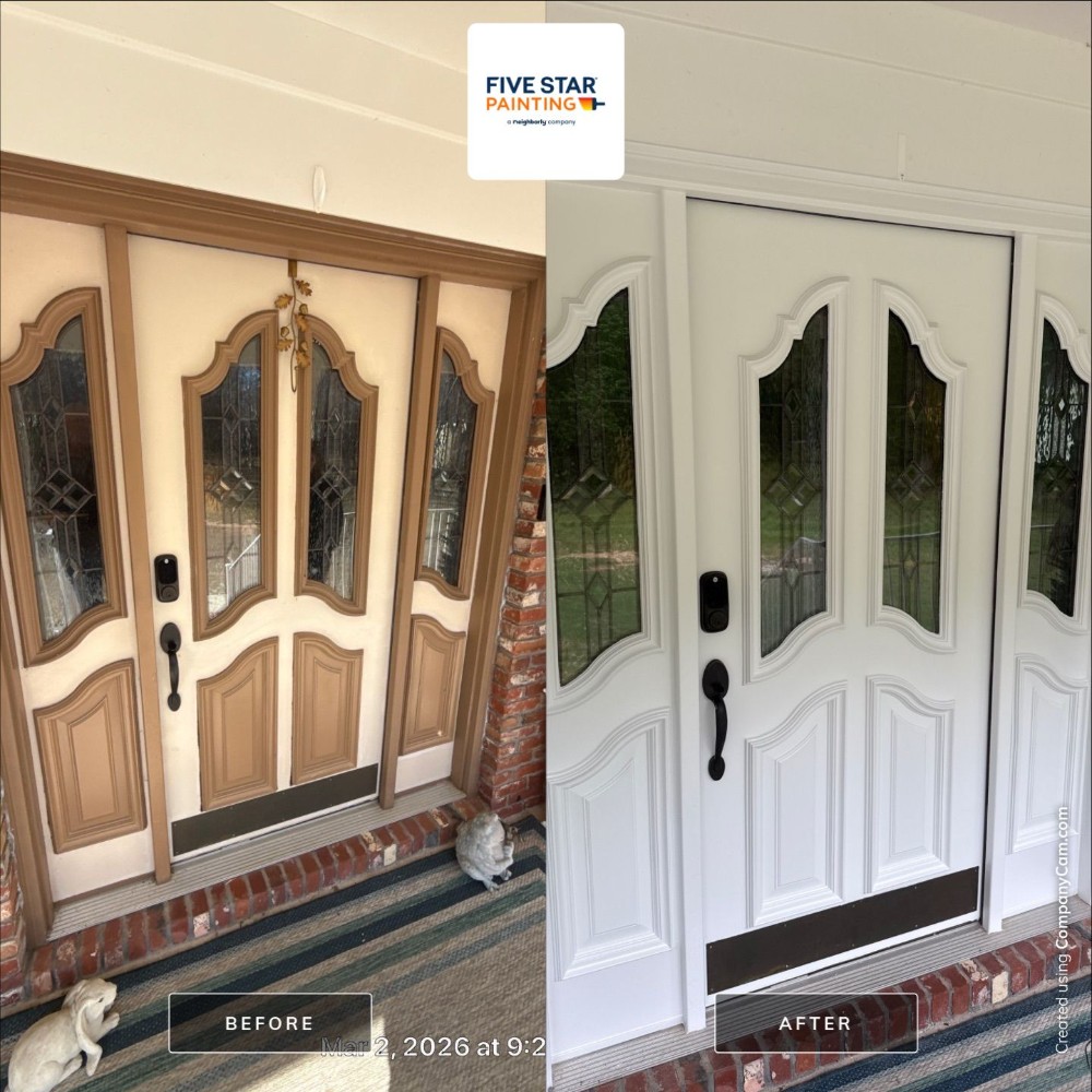 Front entry door Sherwin Williams Emerald Urethane Trim Enamel SW7005 Pure White Satin