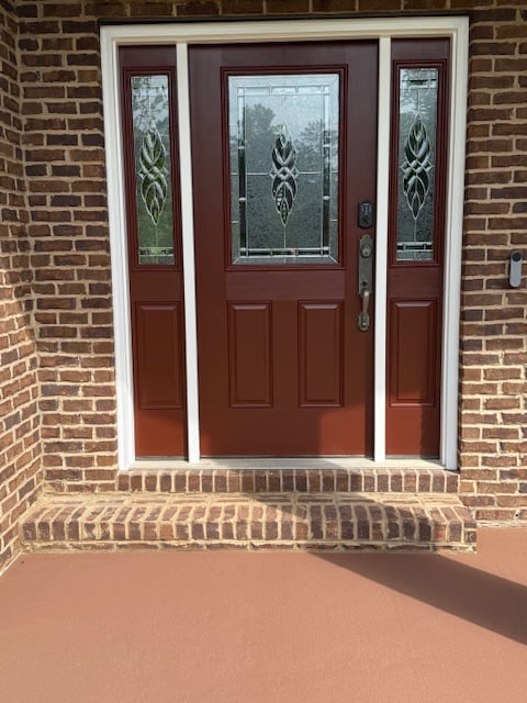Exterior Residential Front Entry Door Sherwin Williams SW6055 Fiery Brown