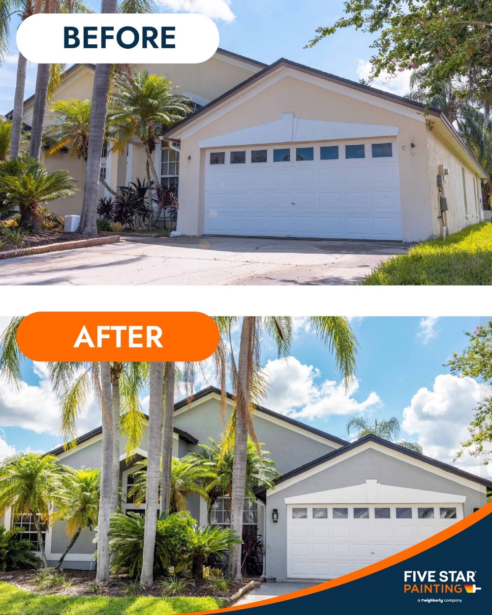 Exterior house painter painting before after
