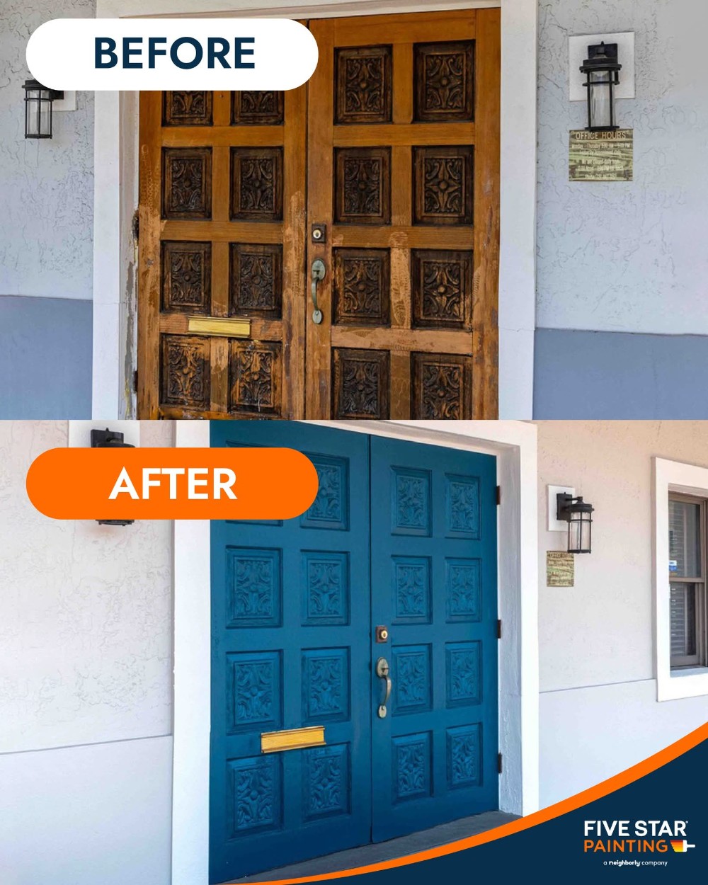 Exterior painting front door commercial downtown New Port Richey