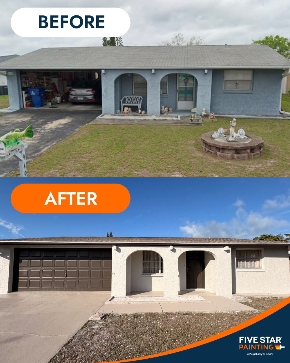 Exterior painting house before and after