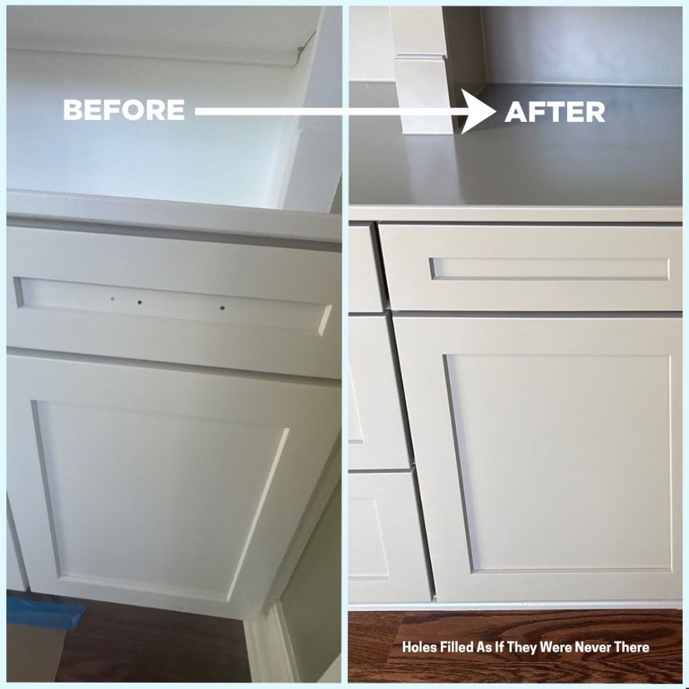 Flawless cabinet repair and smooth repaint finish