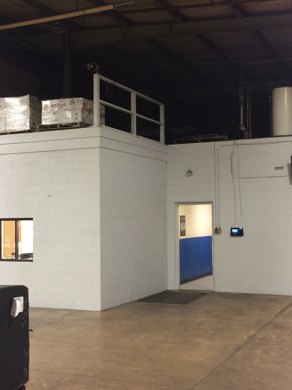 White warehouse walls