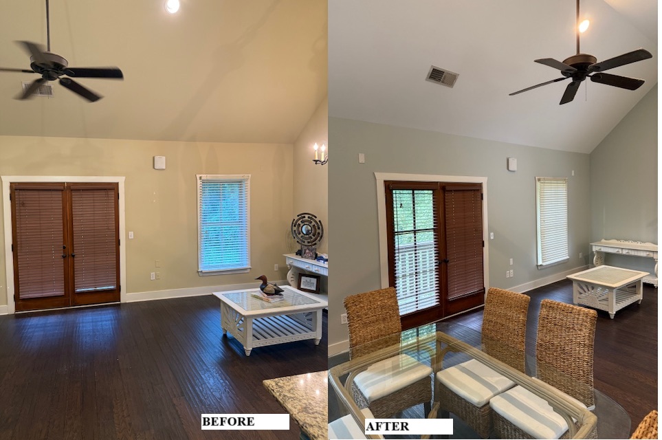 Interior living room repaint SW6204 Sea Salt Duration Home Interior Matte Finish