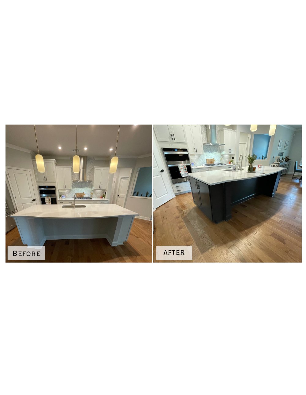 Before and after kitchen island