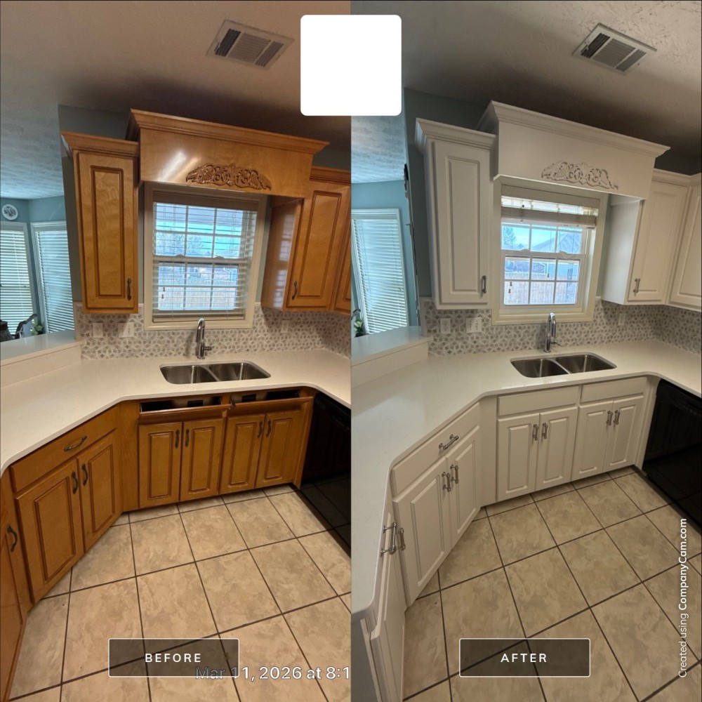 Kitchen cabinet refinishing SW7042 Shoji White Satin Sheen