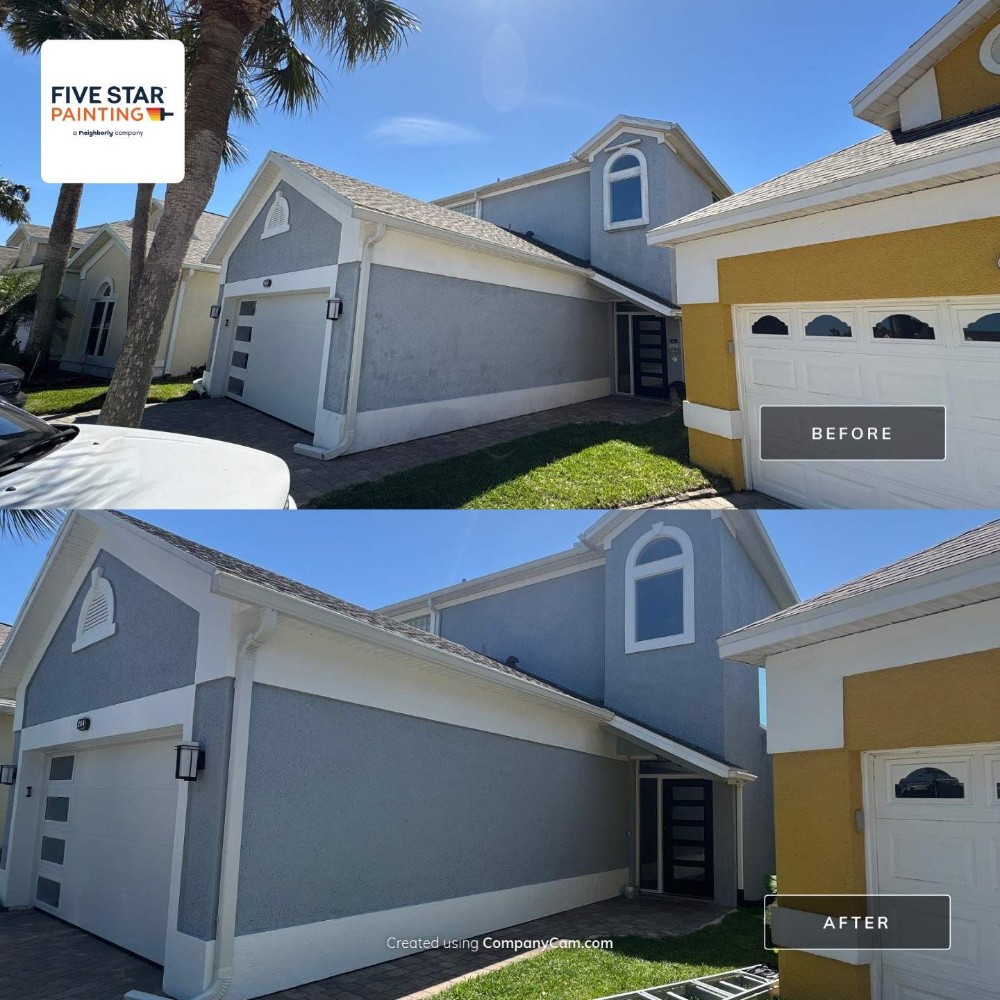 faded blue exterior to brand new