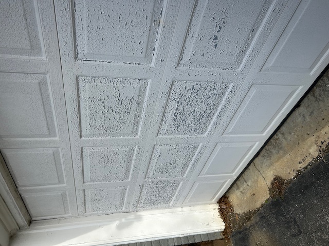 Peeling garage door before