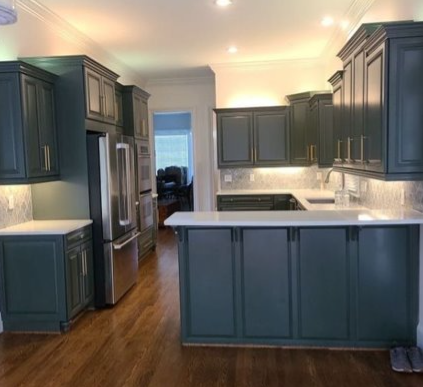 Grey painted cabinets