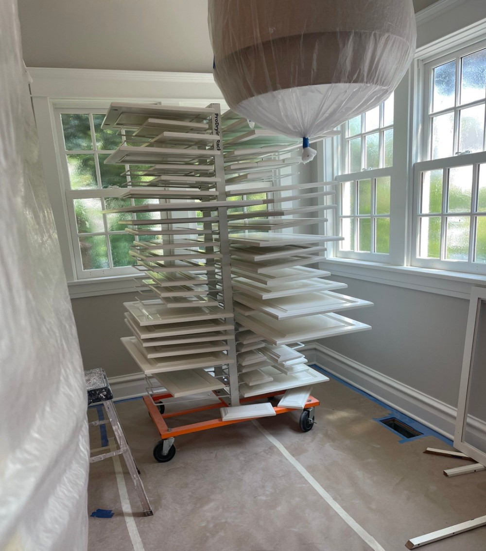 Kitchen cabinet spray job