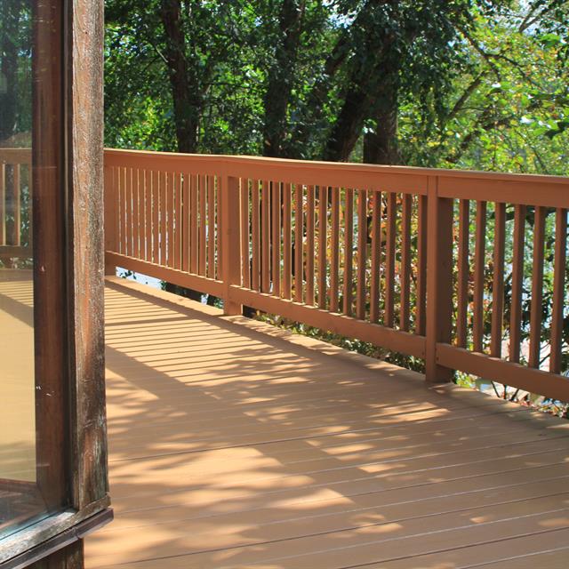 Refreshed and Re-Stained Deck Railing