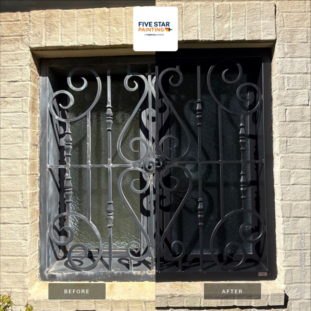 Residential iron window refinish Forte Satin color SW6258 Tricorn Black