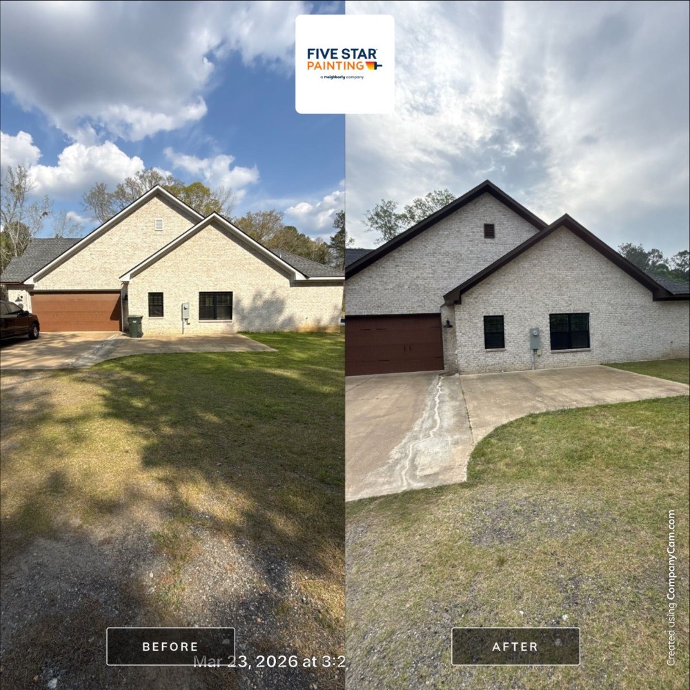 Soffit/Fascia refresh Sherwin Williams SuperPaint Satin color SW3521 Crossroads Satin Sheen Opelika Alabama
