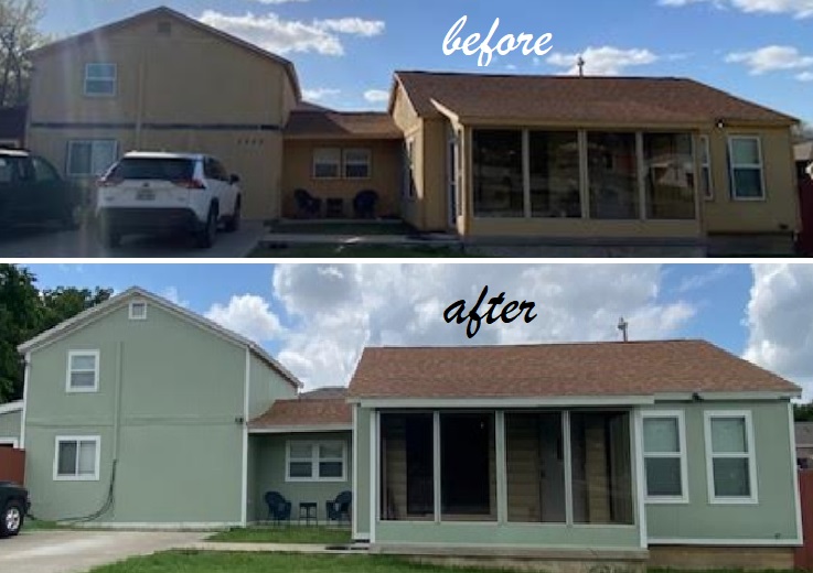 Five Star Painting of West Fort Worth Yellow House to Green House