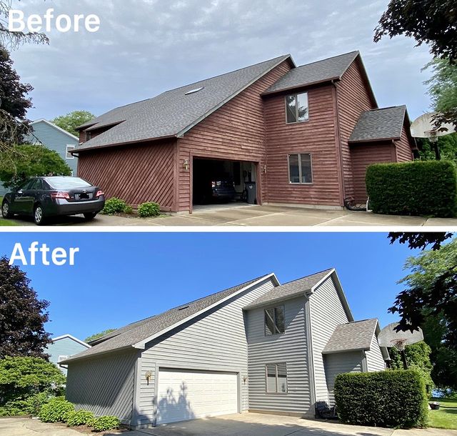 before and after grey house