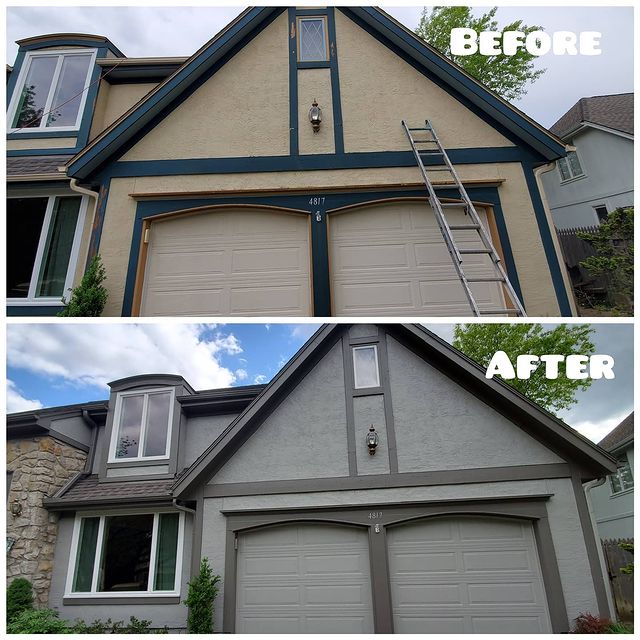 before and after grey house with dark grey accents