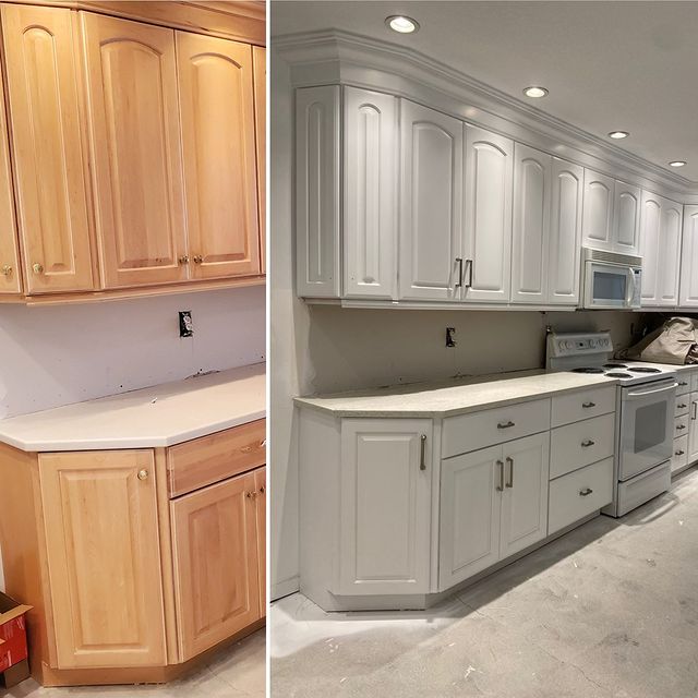before and after white kitchen