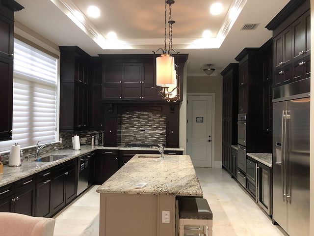 black kitchen cabinets granite counters