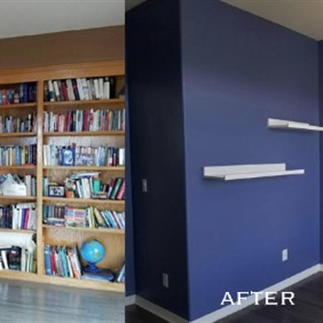 blue bookshelf