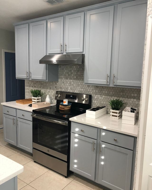 blue kitchen cabinets