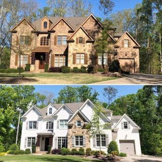 brick house painted white