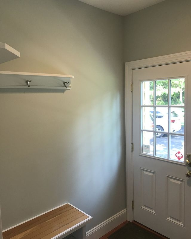 freshly painted mudroom