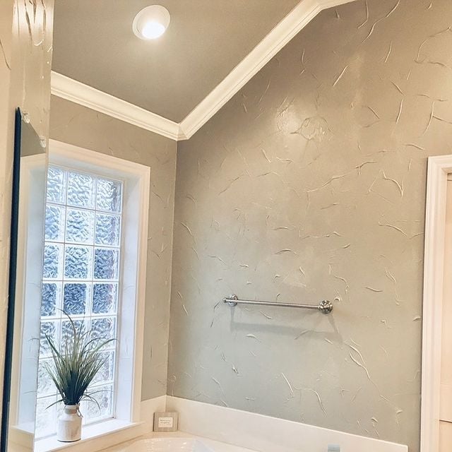 grey and white bathroom wall