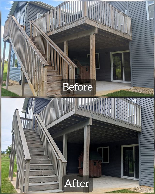 grey painted stairs