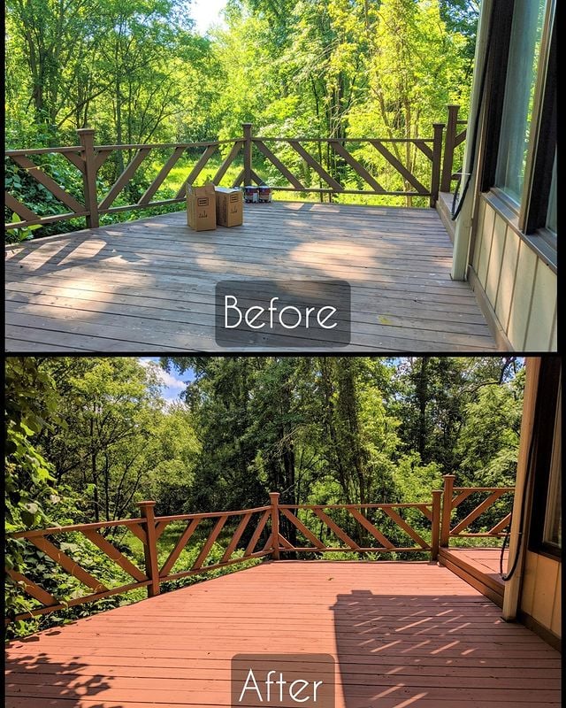orange deck in forest