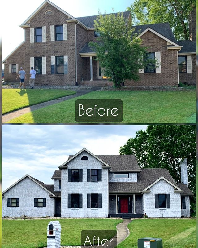 white brick house