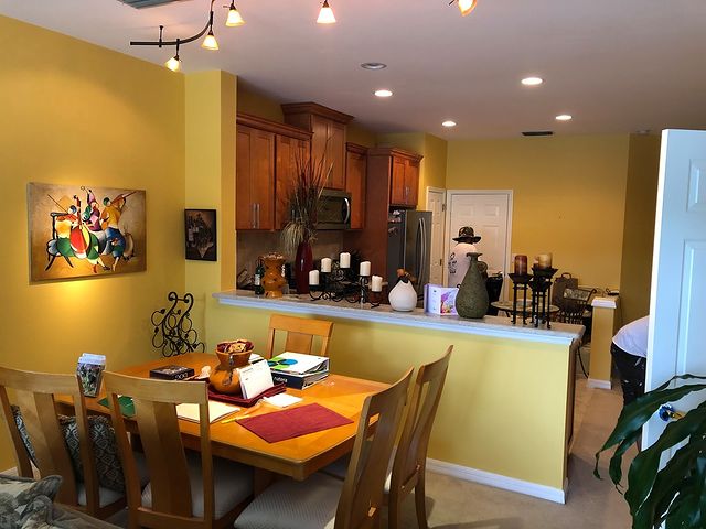 yellow kitchen area