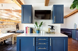 Blue Cabinets.
