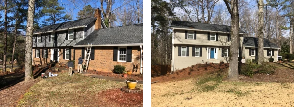 Painted brick story exterior neutral.