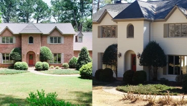 Painted brick home in Roswell, Georgia.