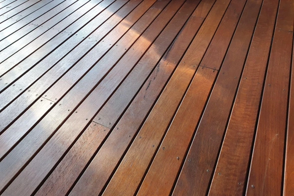 Image of stained wood deck.