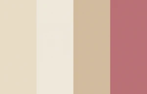Color palette with four colors: SW 6126 Navajo White, SW 7012 Creamy, SW 7689 Row House Tan, SW 9003 Rita’s Rouge