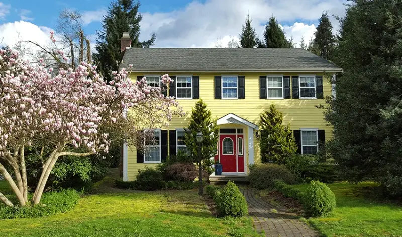 Beautiful house painted yellow