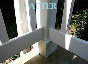 After: repaired wooden railing