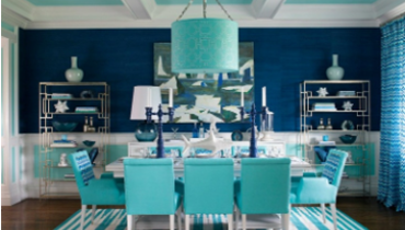 Interior teal dining room painted by Five Star Painting of Loudoun.