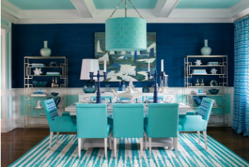 Interior teal dining room painted by Five Star Painting of Loudoun.